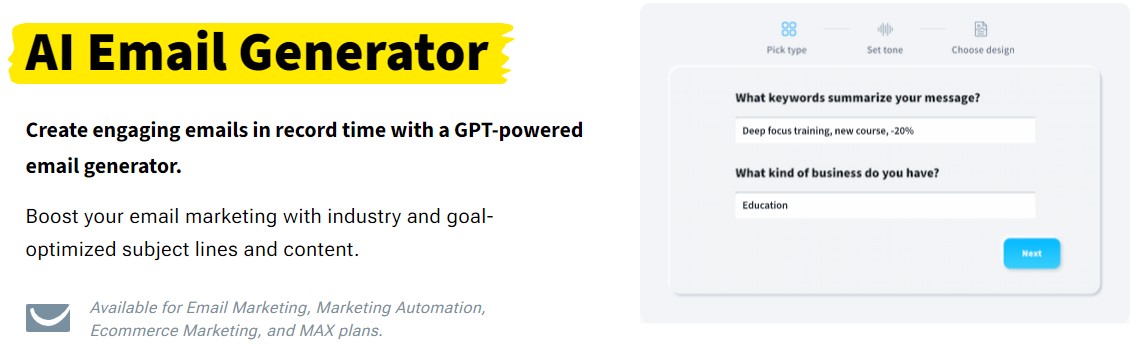 AI email Generator in a Newsletter software