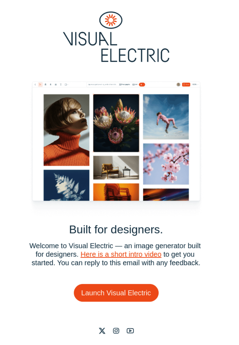 Visual Electric’s email template.