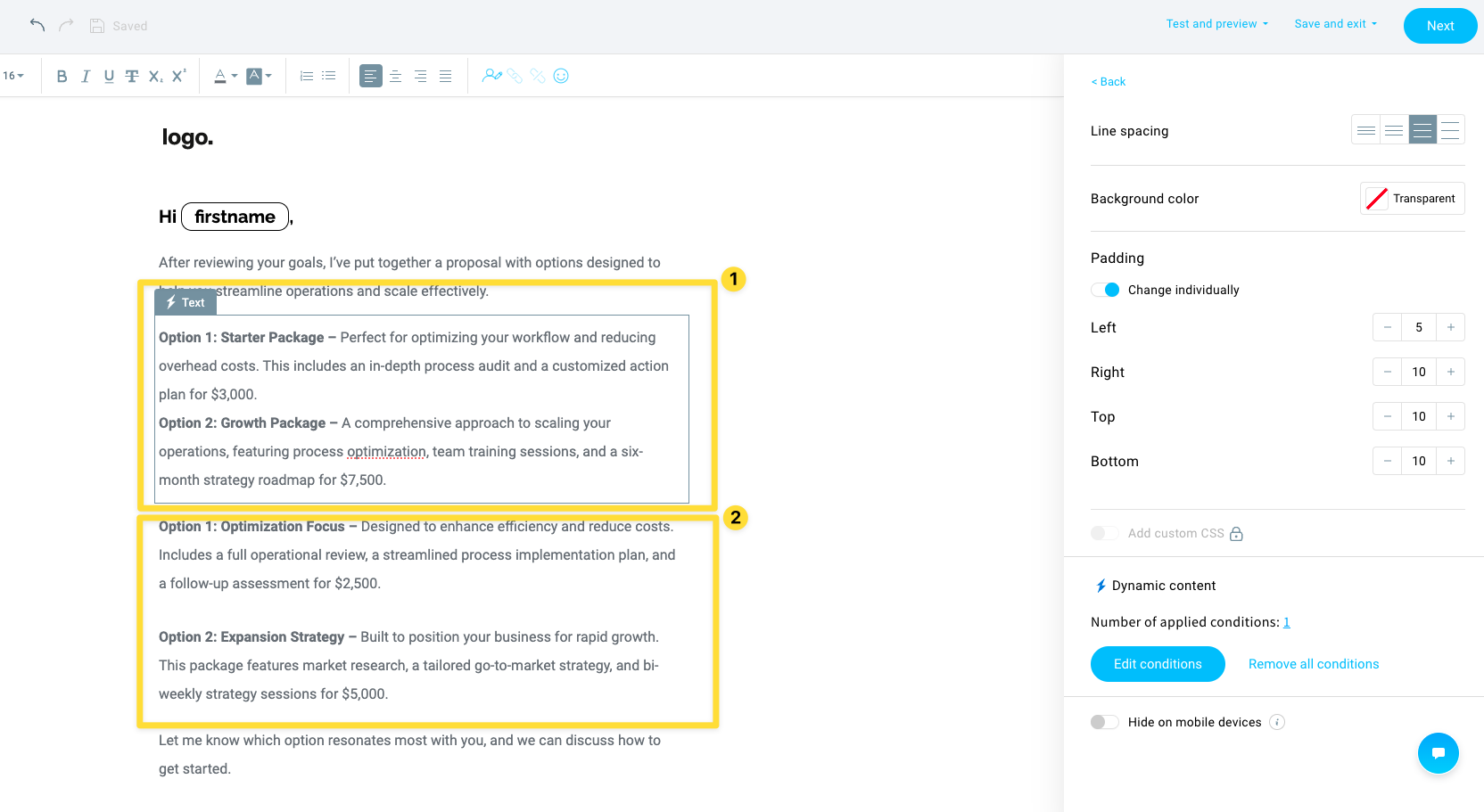 How consultants could personalize their emails.